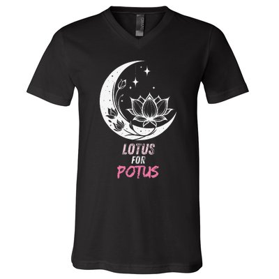 Lotus For Potus Kamala Harris 2024 President Trend Election V-Neck T-Shirt