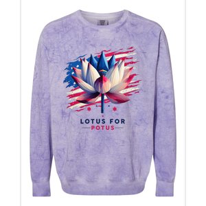 Lotus For Potus Kamala Harris President 2024 Democrats Gift Colorblast Crewneck Sweatshirt