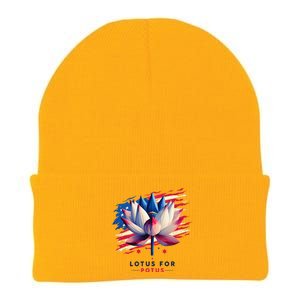 Lotus For Potus Kamala Harris President 2024 Democrats Gift Knit Cap Winter Beanie