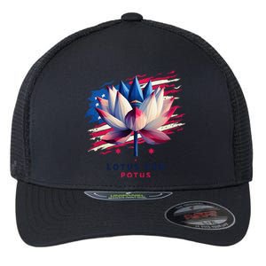 Lotus For Potus Kamala Harris President 2024 Democrats Gift Flexfit Unipanel Trucker Cap