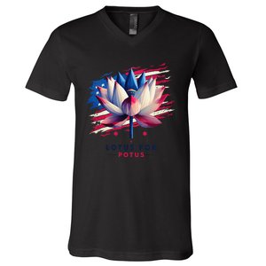 Lotus For Potus Kamala Harris President 2024 Democrats Gift V-Neck T-Shirt