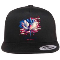 Lotus For Potus Kamala Harris President 2024 Democrats Gift Flat Bill Trucker Hat