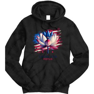 Lotus For Potus Kamala Harris President 2024 Democrats Gift Tie Dye Hoodie