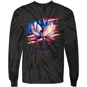 Lotus For Potus Kamala Harris President 2024 Democrats Gift Tie-Dye Long Sleeve Shirt