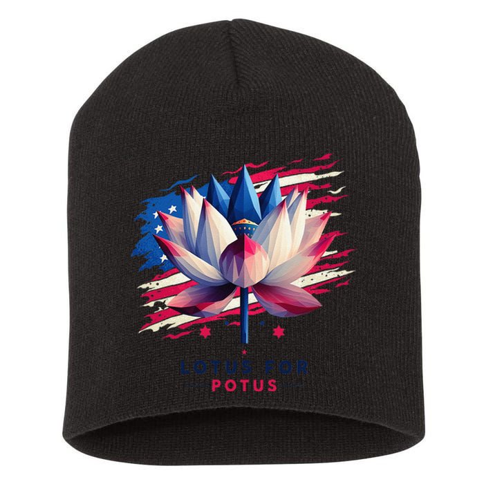 Lotus For Potus Kamala Harris President 2024 Democrats Gift Short Acrylic Beanie