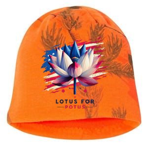 Lotus For Potus Kamala Harris President 2024 Democrats Gift Kati - Camo Knit Beanie