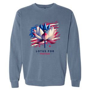 Lotus For Potus Kamala Harris President 2024 Democrats Gift Garment-Dyed Sweatshirt