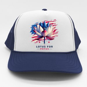 Lotus For Potus Kamala Harris President 2024 Democrats Gift Trucker Hat