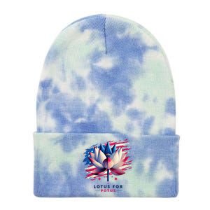 Lotus For Potus Kamala Harris President 2024 Democrats Gift Tie Dye 12in Knit Beanie