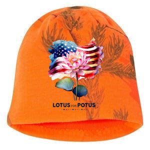 Lotus For Potus Kamala Harris 2024 President Election Vote Kati - Camo Knit Beanie