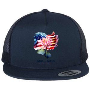 Lotus For Potus Kamala Harris 2024 President Election Vote Flat Bill Trucker Hat