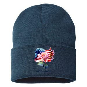 Lotus For Potus Kamala Harris 2024 President Election Vote Sustainable Knit Beanie