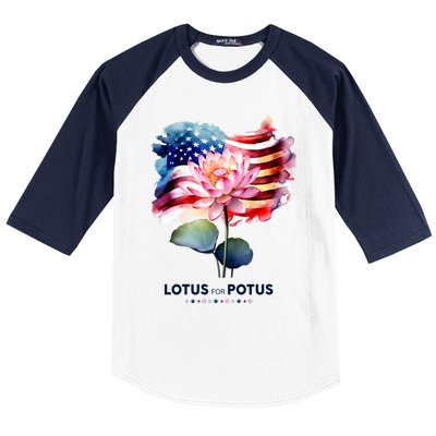 Lotus For Potus Kamala Harris 2024 President Election Vote Baseball Sleeve Shirt