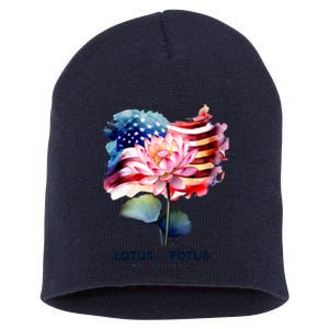 Lotus For Potus Kamala Harris 2024 President Election Vote Short Acrylic Beanie