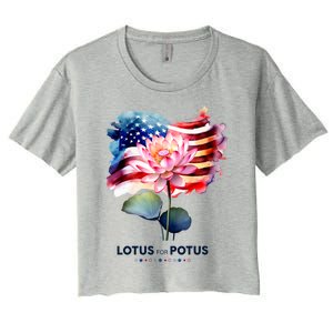 Lotus For Potus Kamala Harris 2024 President Election Vote Women's Crop Top Tee