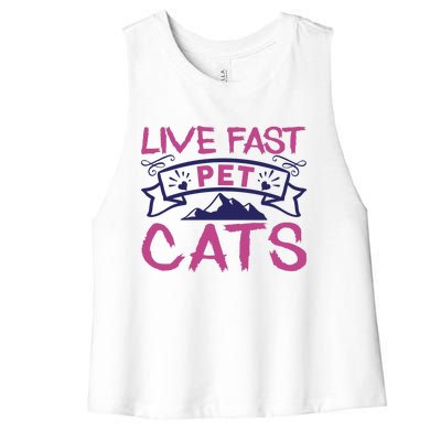 Live Fast Pet Cats Women's Racerback Cropped Tank