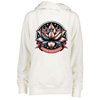 Lotus For Potus Usa Election Womens Funnel Neck Pullover Hood