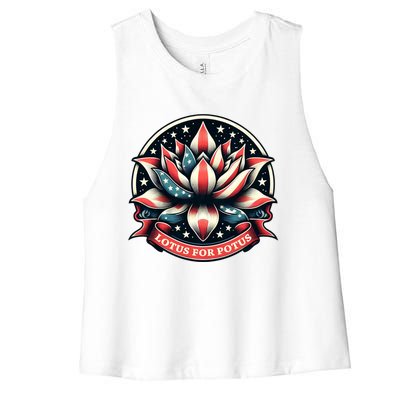 Lotus For Potus Usa Election Women's Racerback Cropped Tank