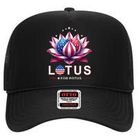 Lotus For Potus Kamala Harris 2024 President Trend Election High Crown Mesh Back Trucker Hat