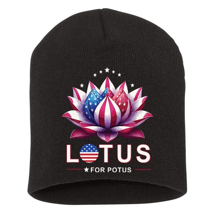 Lotus For Potus Kamala Harris 2024 President Trend Election Short Acrylic Beanie