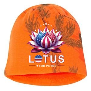 Lotus For Potus Kamala Harris 2024 President Trend Election Kati - Camo Knit Beanie