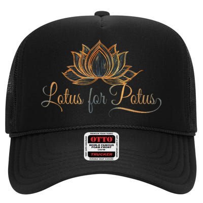 Lotus For Potus Kamala Harris President Trend Election 2024 High Crown Mesh Back Trucker Hat