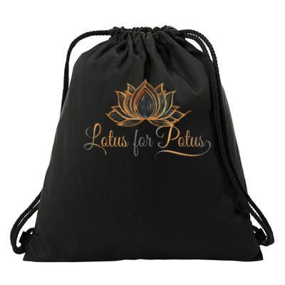 Lotus For Potus Kamala Harris President Trend Election 2024 Drawstring Bag