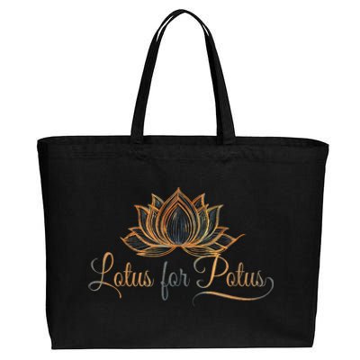 Lotus For Potus Kamala Harris President Trend Election 2024 Cotton Canvas Jumbo Tote