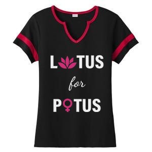 Lotus For Potus Kamala Harris Women Right President Ladies Halftime Notch Neck Tee