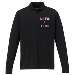 Lotus For Potus Kamala Harris Women Right President Performance Long Sleeve Polo