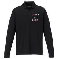 Lotus For Potus Kamala Harris Women Right President Performance Long Sleeve Polo