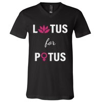 Lotus For Potus Kamala Harris Women Right President V-Neck T-Shirt