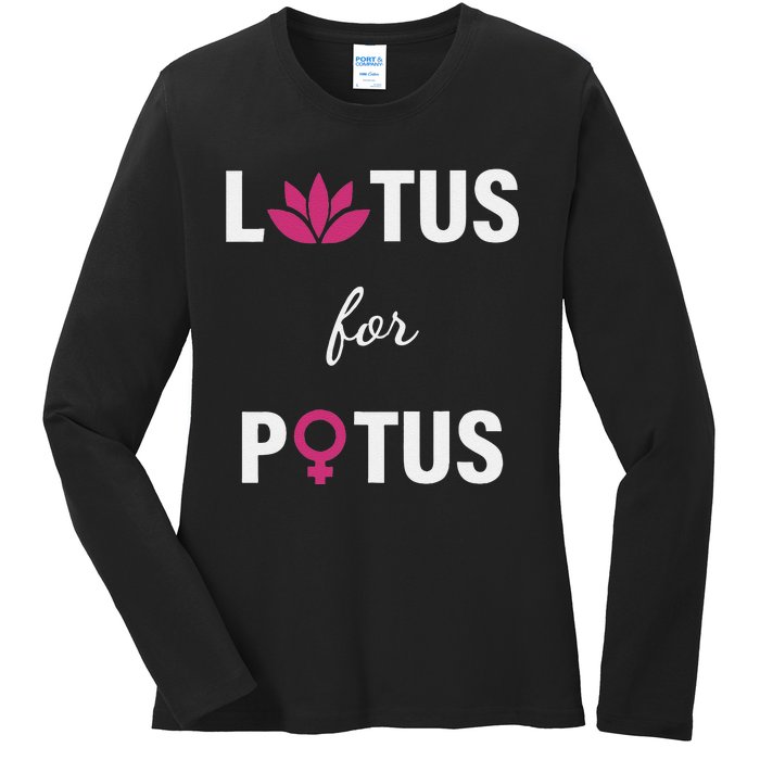 Lotus For Potus Kamala Harris Women Right President Ladies Long Sleeve Shirt