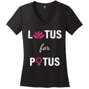 Lotus For Potus Kamala Harris Women Right President Women's V-Neck T-Shirt