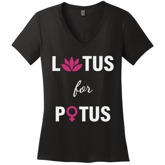 Lotus For Potus Kamala Harris Women Right President Women's V-Neck T-Shirt