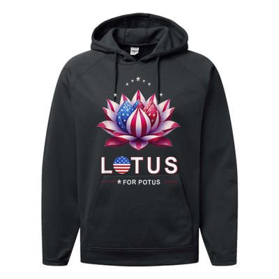 Lotus For Potus Kamala Harris 2024 President Trend Election Performance Fleece Hoodie