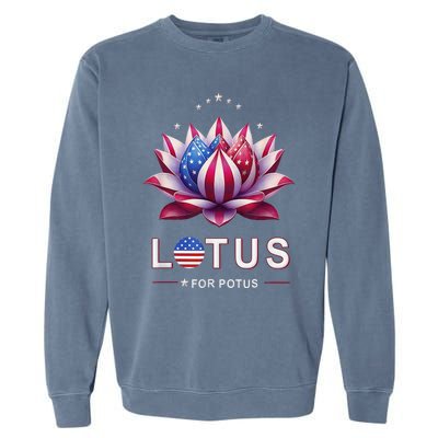 Lotus For Potus Kamala Harris 2024 President Trend Election Garment-Dyed Sweatshirt