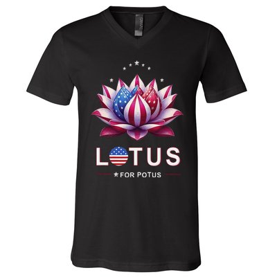 Lotus For Potus Kamala Harris 2024 President Trend Election V-Neck T-Shirt