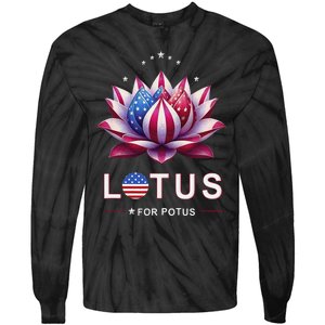 Lotus For Potus Kamala Harris 2024 President Trend Election Tie-Dye Long Sleeve Shirt