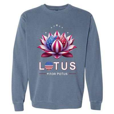 Lotus For Potus Kamala Harris 2024 President Trend Election Garment-Dyed Sweatshirt