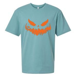 Lantern Face Pumpkin Scary Halloween Costume Funny Sueded Cloud Jersey T-Shirt