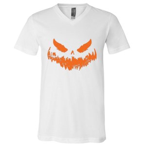 Lantern Face Pumpkin Scary Halloween Costume Funny V-Neck T-Shirt