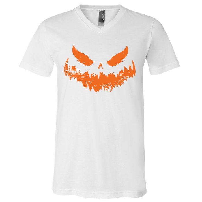 Lantern Face Pumpkin Scary Halloween Costume Funny V-Neck T-Shirt