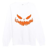 Lantern Face Pumpkin Scary Halloween Costume Funny Premium Crewneck Sweatshirt