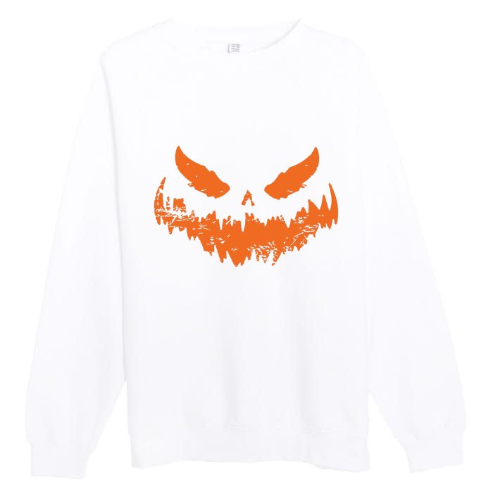 Lantern Face Pumpkin Scary Halloween Costume Funny Premium Crewneck Sweatshirt