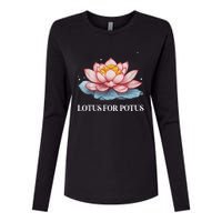 Lotus For Potus Kamala Harris President Campaign 2024 Womens Cotton Relaxed Long Sleeve T-Shirt