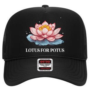 Lotus For Potus Kamala Harris President Campaign 2024 High Crown Mesh Back Trucker Hat