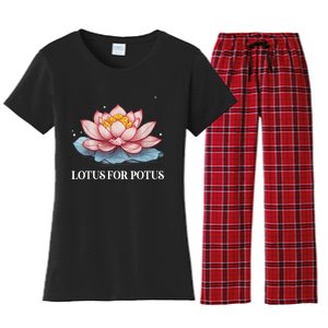 Lotus For Potus Kamala Harris President Campaign 2024 Women's Flannel Pajama Set