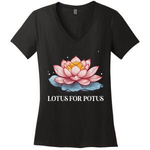 Lotus For Potus Kamala Harris President Campaign 2024 Women's V-Neck T-Shirt