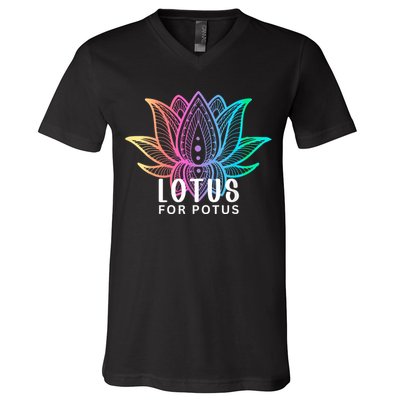 Lotus For Potus Kamala Harris Support Design Election 2024 V-Neck T-Shirt